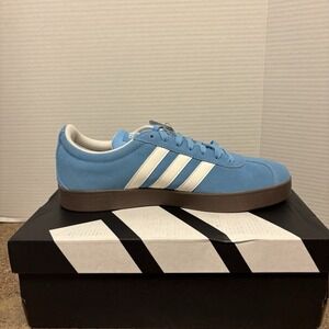 ADIDAS VL Court 2.0 Suede Semi Blue Burst Shoes Sneakers Men 9 Women 10-10.5 NIB